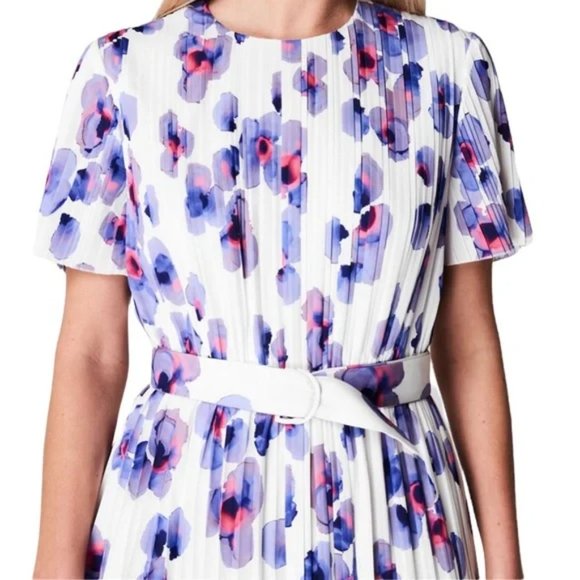 NEW BOSS HUGO BOSS Diplissee Pleated Floral-Print Dress Size US 6 #391 - Picture 4 of 12